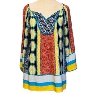 Crown & Ivy V Neck multi color blouse small